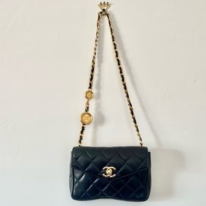 Chanel Quilted Lambskin Belt Bag with Emblem Tags